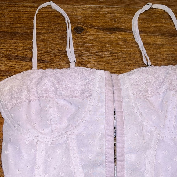 La Hearts Light Pink Adjustable Sexy Lace Corset Sleeveless Sexy Crop Top Size M - Picture 10 of 13